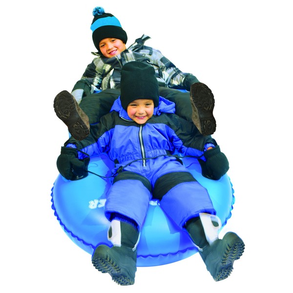 Slippery Racer 60 Inch AirDual Adults and Kids Inflatable Sledding Snow Tube Sled Rider with 4 Reinforced Handles for 2 Riders, Blue