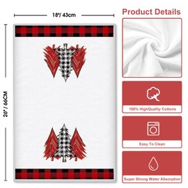 Red Black Buffalo Plaid Snowman Christmas Trees Tea Towels Christmas Kitchen Towels Tea Towels Cotton 18 x 26 Inch Seasonal Drying Towel - Durable, Absorbent, Set of 2 (A)
