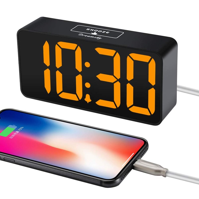 DreamSky Small Digital Alarm Clock for Bedroom, Large Big Numbers