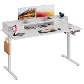 DEVAISE 55×24 Inch Electric Standing Desk with 2 Drawers, Adjustable Height Widened Stand Up Desk with Storage Shelf, Sit to Stand Desk for Home Office