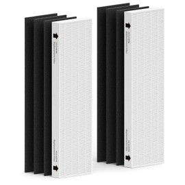 CFKREYA Replacement HEPA Filter, Compatible with Fellows Air Puri-fier AeraMax 90, AeraMax 100, 2 H13 True HEPA Filter with 6 Extra Carbon Pre-Filters. Part# 9287001, 9324001.