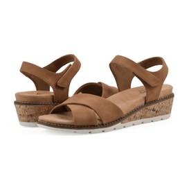 CLIFFS BY WHITE MOUNTAIN Women's Tinna Cork Wedge Sandal, Tan/Nubuck, 7 M