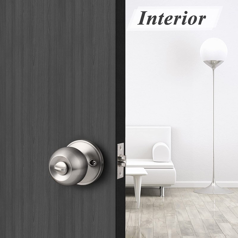 Probrico Bedroom Bathroom Door Knobs Brushed Nickel Door Handles, Interior