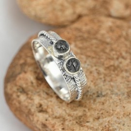 JEWELSTREZORO Rutilquarz Edelstein-Bandring für Herren und Damen, alle Größen, 925er-Sterlingsilber, handgefertigter Geschenkartikel, Schmuck TSR112M_69 (22.0)