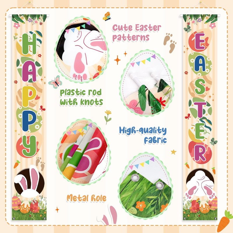 Easter Decorations Happy Easter Porch Banner Eggs Garland with Hanging