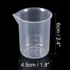 sourcingmap Measuring Cup 50ml PP Plastic Graduated Beaker Transparent for Lab Kitchen liquids 7pcs
