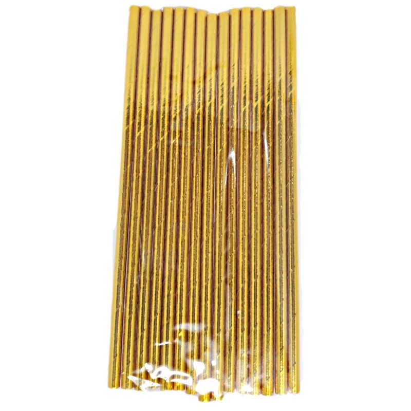 Metallic Gold 15 Paper Straws – 2 Pack