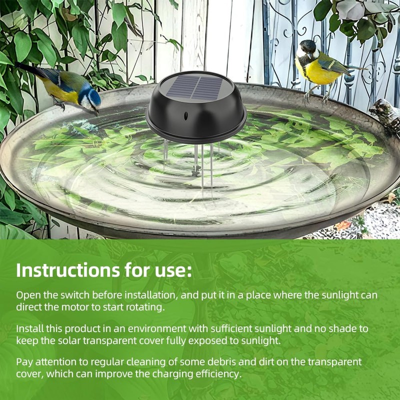 Solar Water Wiggler for Bird Bath,5V 0.5W Round Shaped Solar
