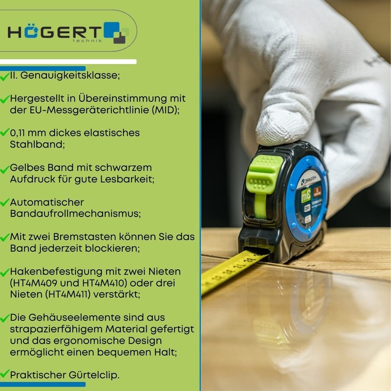 Högert Technik - Professional Maßband 5m - kompaktes, universell einsetzbares