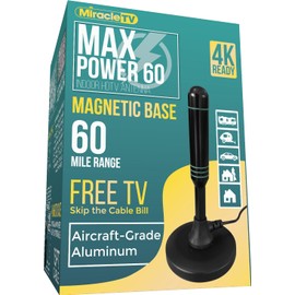 Miracle LED MAX Power 60 Indoor HDTV Antenna with Magnetic Base