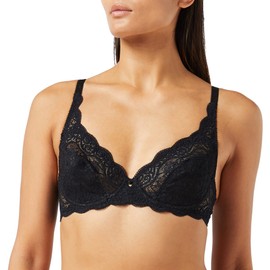 Triumph Amourette 300 Underwire Bra for Women, Premium Full Coverage Bra, No Padding, Available in Plus Sizes - 34C, Black