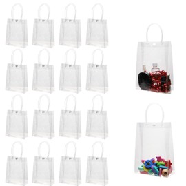 Utiliza 16 PCS Clear PVC Gift Bags with Handles, Reusable Clear Plastic Gift Tote Bags for Celebration, Party, Wedding, Birthday, Anniversary, Christmas, Valentine's Day(5.1"x 2.7"x 5.9")