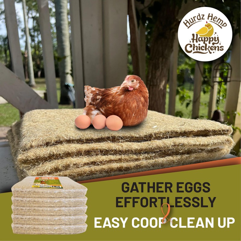 HURDZ HEMP Nesting Pads for Chicken Coop 13”x13-100% Natural, Super