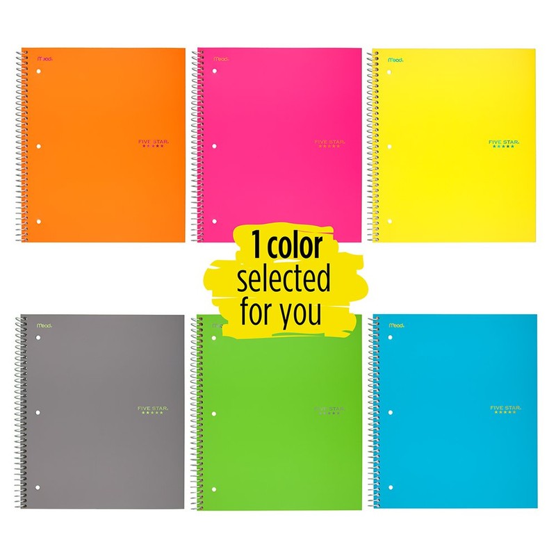 Five Star Spiral Notebook, 1 Subject, College Ruled Paper, 100