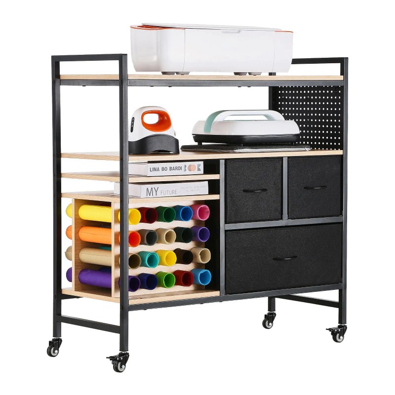 Rolling Craft Cart Storage Table with 20 Storage Bins &