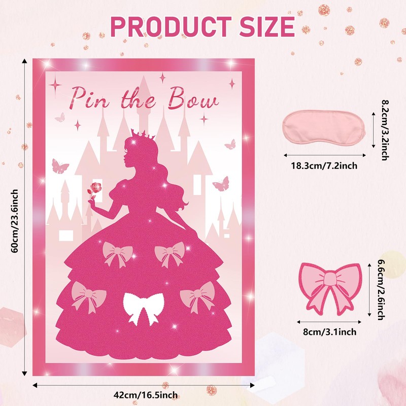 HOMANGA Pin the Bow Party Game for Girls, Pink Girl