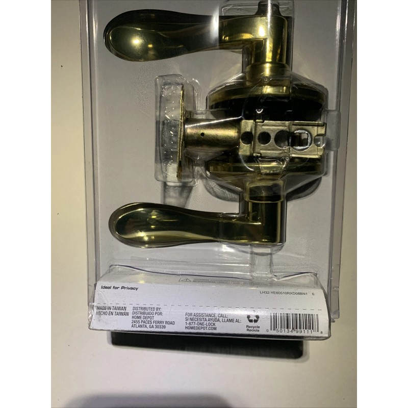 Defiant Naples Polished Brass Bed/Bath Privacy Door Lever Handle W/