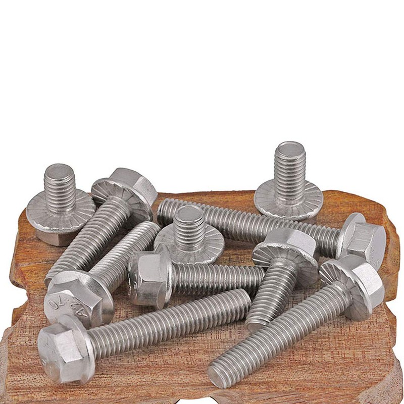 BOZONLI Flanged Hex Bolt (Fully Threaded Setscrew), Stainless Steel Flange