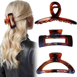 3 PCS Hair Claw Clips Non-slip Hair Clamp Large Tortoiseshell Hair Clip Strong Hold Hair Styling Accessories for Women Girl Long Thick Hair