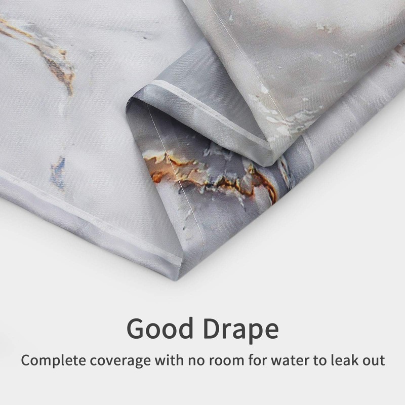 MitoVilla Modern Marble Abstract Extra Long Shower Curtain, 72"W x