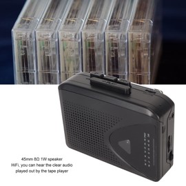Portable Cassette Player with Built-in Speakers, 3.5mm Jack, FM/AM Radio, USB Powered, Cassette Tape Player, for Home and Outdoor Use (Black)