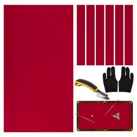 STRONGBERRY Pre-Cut Pool Table Felt Replacement Kit - 8ft Billiard Cloth w/Gloves, Strips & Tools, Felt for Pool Tables (RED)