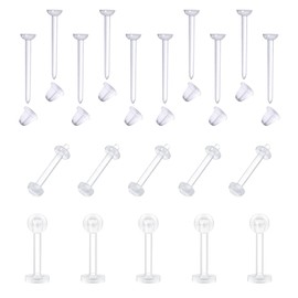 LAURITAMI Clear Earrings Studs Retainers Plastic Pins and Back Rubbers Stoppers Acrylic Ear Lobe Tragus Piercing 20G