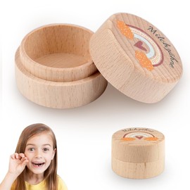 Huotflame Tooth Box Milk Teeth Boys Girls - Wooden Tooth Box for Milk Teeth with Engraving Motif - Memory Box for Children's Teeth, Christening Gift, Birthday, Tooth Fairy Gift - Storage Box 5 x 5 cm