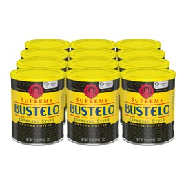 Supreme by Bustelo Espresso Style Ground Coffee, Medium Dark Roast, 10-Oz. Canister (Pack of 12)