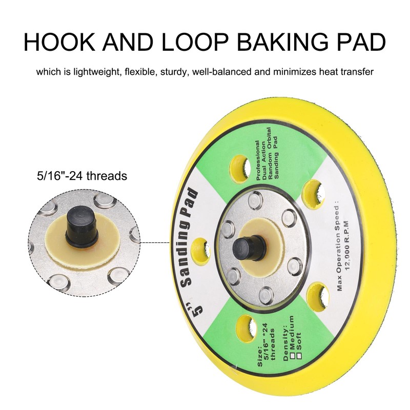 Sourcingmap 5 Inch Hook and Loop Backing Sanding Pads with