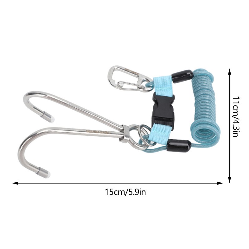 Spring Coiled Diving Hook Stainless Steel Double End Snap Clip