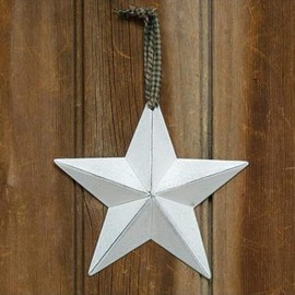 CWI Gifts Metal Barn Star - 5" Galvanized Hanging Star - Farmhouse Wall Decor - White - 1