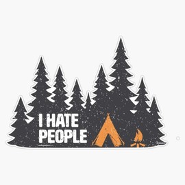DF Love Camping I Hate People Funny Tent Sticker Vinyl Decal 5X4 inches | Wall Laptop Window Car Bumper Sticker | Outdoor Adventure Gift