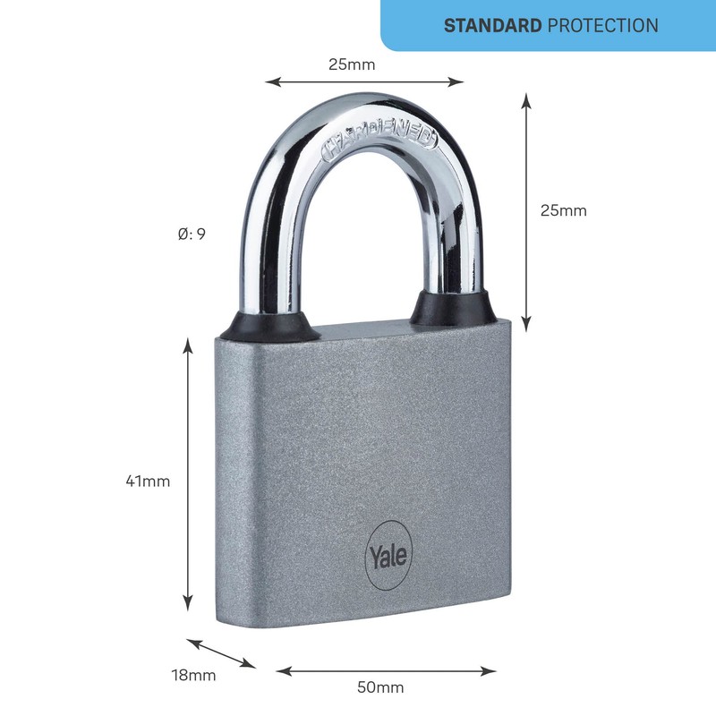 Yale Iron Disc Padlock 50mm - Nickel Plated - Hardened