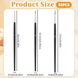 Tiny Detail Paint Brushes, 30PCS Miniature Fine Detail Paint Brushes for Miniature Model Crafts Watercolor