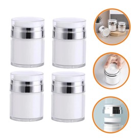 Healvian 4pcs Airless Lotion Jar Pump Containers for Creams Refillable Dropper Bottle