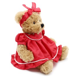 Oitscute Small Baby Teddy Bear with Cloth Cute Stuffed Animal Soft Plush Toy 10" (Red lace Dress)