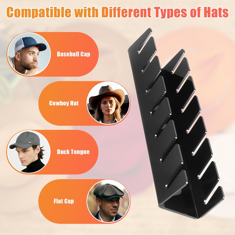 Hat Stand for Baseball Caps, 2 Pack No Install Acrylic