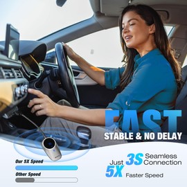 Wireless CarPlay Adapter for iPhone 2025 Upgrade, Convert Wired to Apple Wireless CarPlay Adapter with LED Display, Stable Control & No Delay CarPlay for iOS 10+ & Cars from 2015+, Lunar Silver