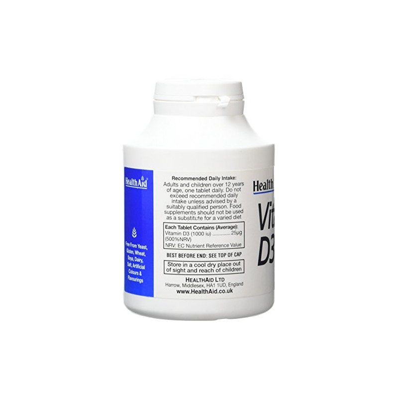 HealthAid Vitamin-D3 Vegetarian Tablets, 1000iu, Pack of 1000 Tablets