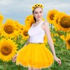 Ycaaeo Sunflower Costume Women, Sunflowers 3 Layers Yellow Tutu Skirt