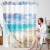 Nesphy No Hook Beach Summer Shower Curtain with Snap in