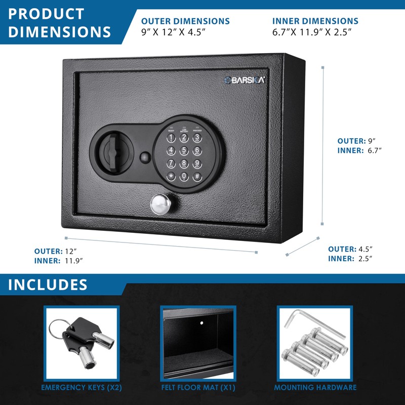 Barska Digital Keypad Security Safe Box – 0.15 Cu Ft