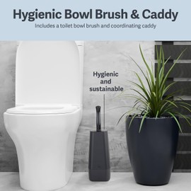 Casabella Hygenic Toilet Bowl Brush with Caddy, Black