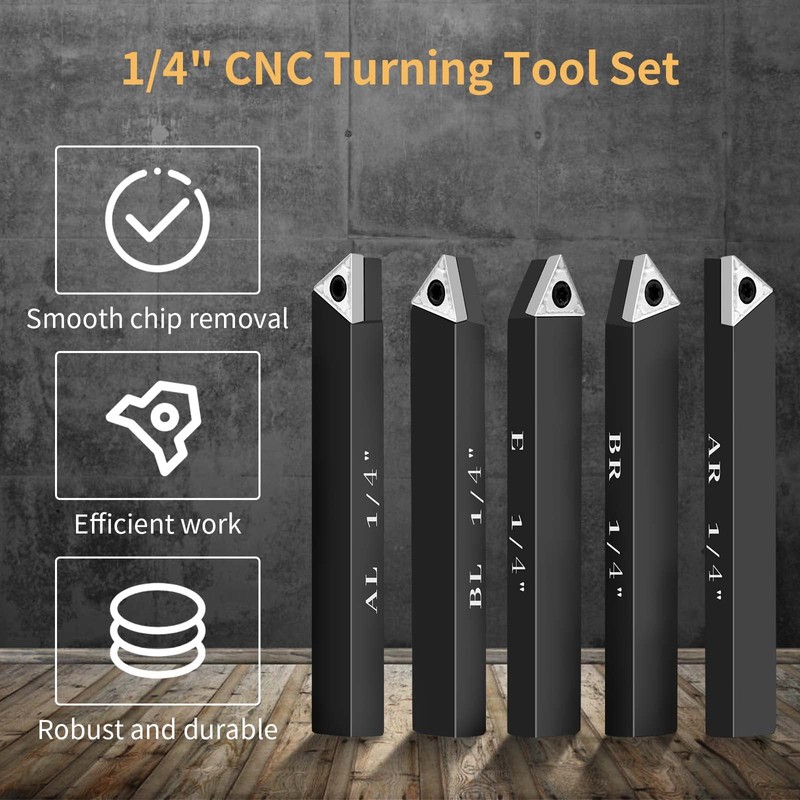 SENDUO 1/4" Indexable Carbide Turning Inserts Holder Set for Machining