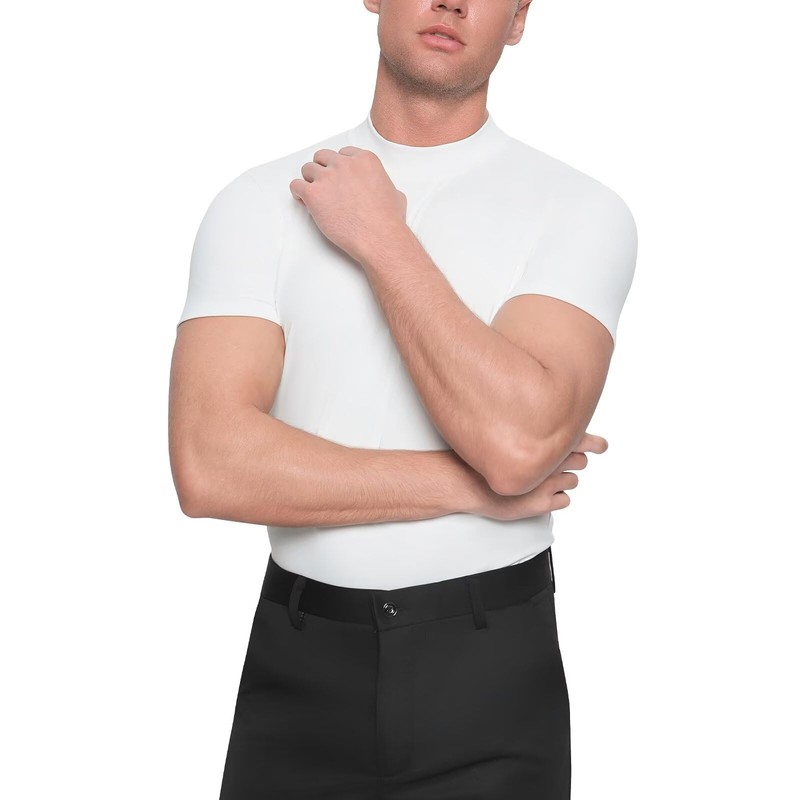 Landofgenie Mens Mock Neck Short Sleeve Onesie Solid One Piece