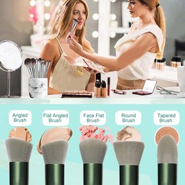 Makeup Brush Set XURJUMI 13 Pieces Professional Makeup Brush Set with Travel Bag, Premium Synthetic Foundation Powder Blush Blending Face Brush Eyeshadow Kit Makeup Brush Tools