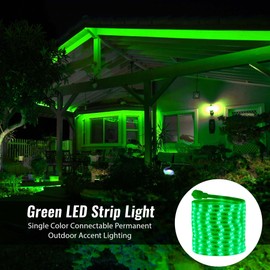 WYZworks 480LEDs, 25ft Green 16-Mode Flat LED Outside Strip Lights, SMD 2835, Waterproof Permanent Heavy Duty Outdoor Exterior Accent Lighting, ETL Certified, Connectable Flexible Clear PVC Shell