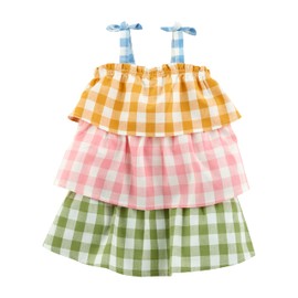 Mud Pie Baby Girls Kids Check Dress, Multi, 4T
