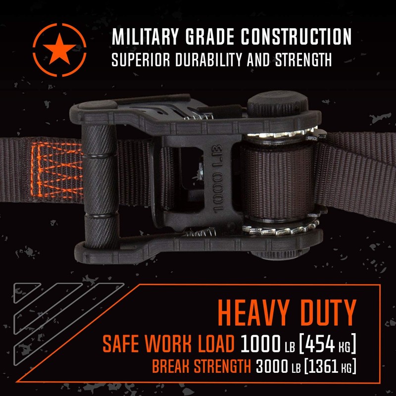 SmartStraps 10’ Tactical Ratchet Straps, 2 Pack — Heavy Duty